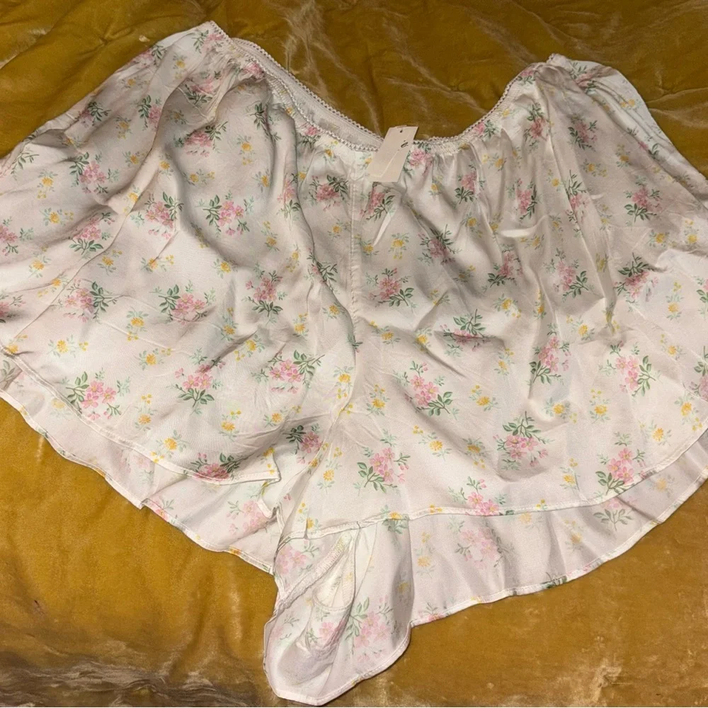 Aerie Floral Pajama Shorts - White, Pink, Yellow, Green